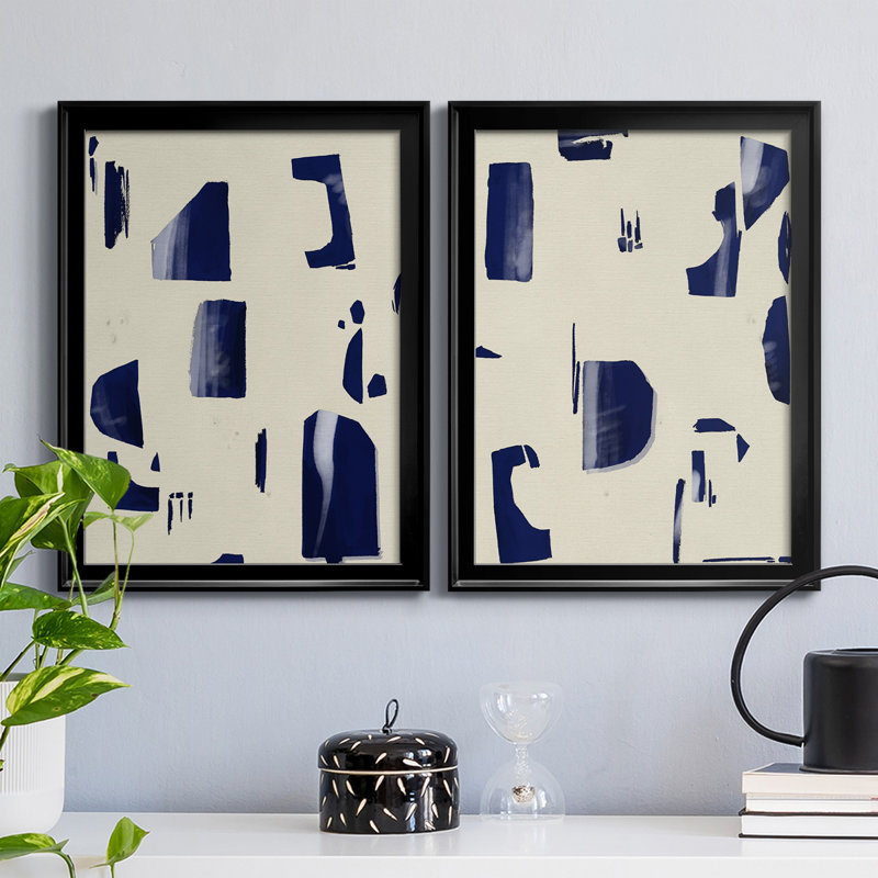 «Fragment Abstraction I», ensemble de 2 peintures sur toile encadrées, Noir, H 37 po x l 24,5 po x P 1 po