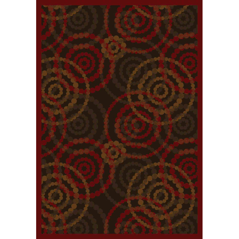 Whimsy Dottie Brown/Red Area Rug, Rectangle 5'4" x 7'8"