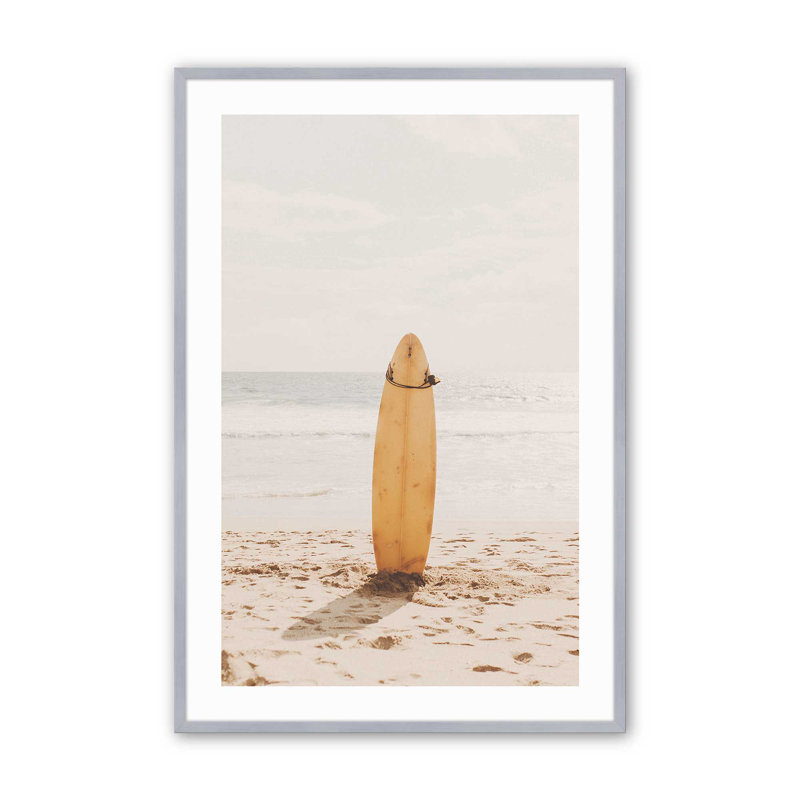 Solitary Surf Print, Polished Chrome Framed, 17.25" H x 13.25" W x 1.25" D