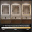 Ensemble de 1 miroir de salle de bain à DEL 32 po x 24 po x 0,59 po en aluminium, anti-buée noir rétroéclairé à DEL, à intensité variable, 3 températures de couleur, fonction mémoire