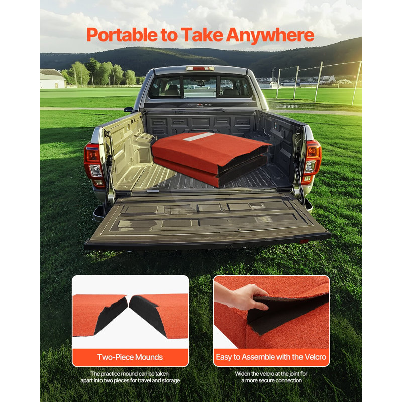 Pitching Mound, base de jeu de baseball portable, équipement de pratique et d'entraînement en plein air pour l'intérieur 127 pouces, aide au lancer de balle molle avec gazon anti-décoloration et caoutchouc