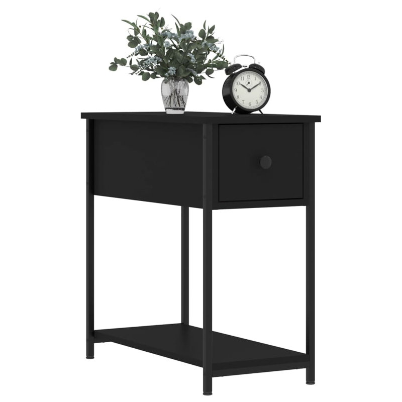 Gelueck 30cm W Iron Bedside Table, Black