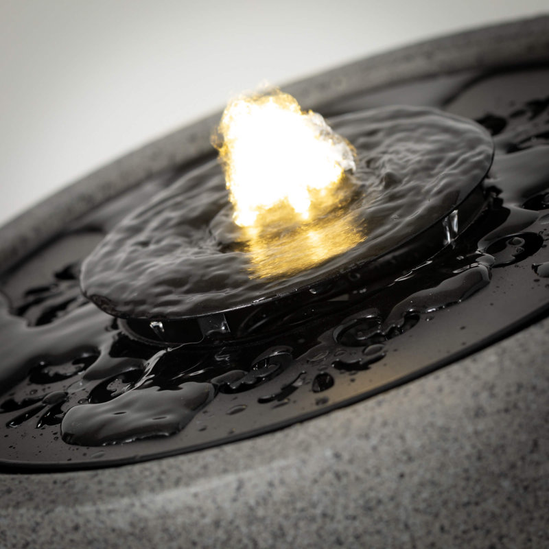 Chantha Weather Resistant Table Top Fountain with Light, 8.25" H x 10.5" W x 10.5" D