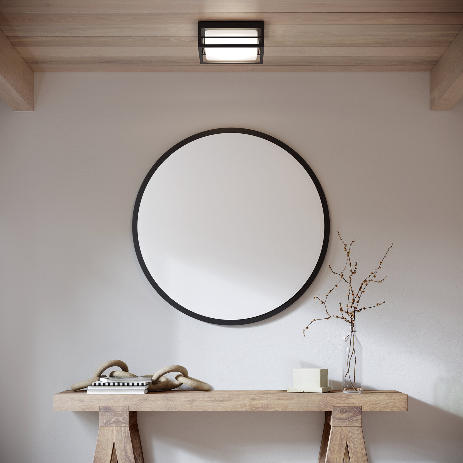 Krista Single Light Glass LED Flush Mount, Midnight Black, 3.75" H x 10" W x 10" D