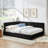 Full Size Upholstered Tufted Bed Frame, Sofa Bed Frame With Comfortable Backrest And Armrests, Full Size Bed For Bedroom, Living Room,Velvet-Black(81''*60''*29.5'')-1465071842