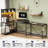 U-shaped Computer Desk With Pegboard and 4 Hooks Led Lights-5174337