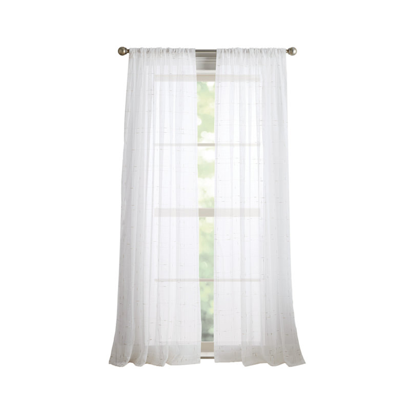 DKNY Metallic Grid Gold Curtain Panel Pair, 50" W x 96" L