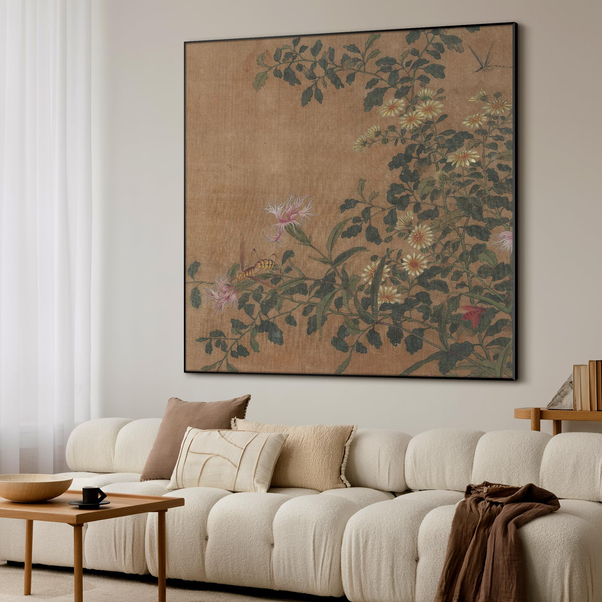 SIGNLEADER Extra Large Framed Wall Art Vintage Botanical Flowers and Insects Print for Home Living Room Bedroom Decor (Frame Assembly Required) | Wayfair