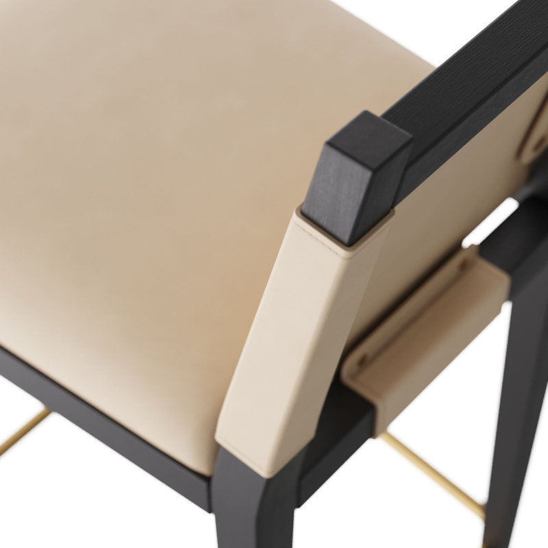 Burdock Bar Stool, Vanilla Leather, Bar Stool (32” Seat Height)