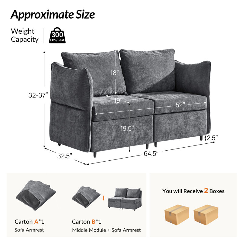 Andoline 2-Piece Upholstered Sectional, Gray 