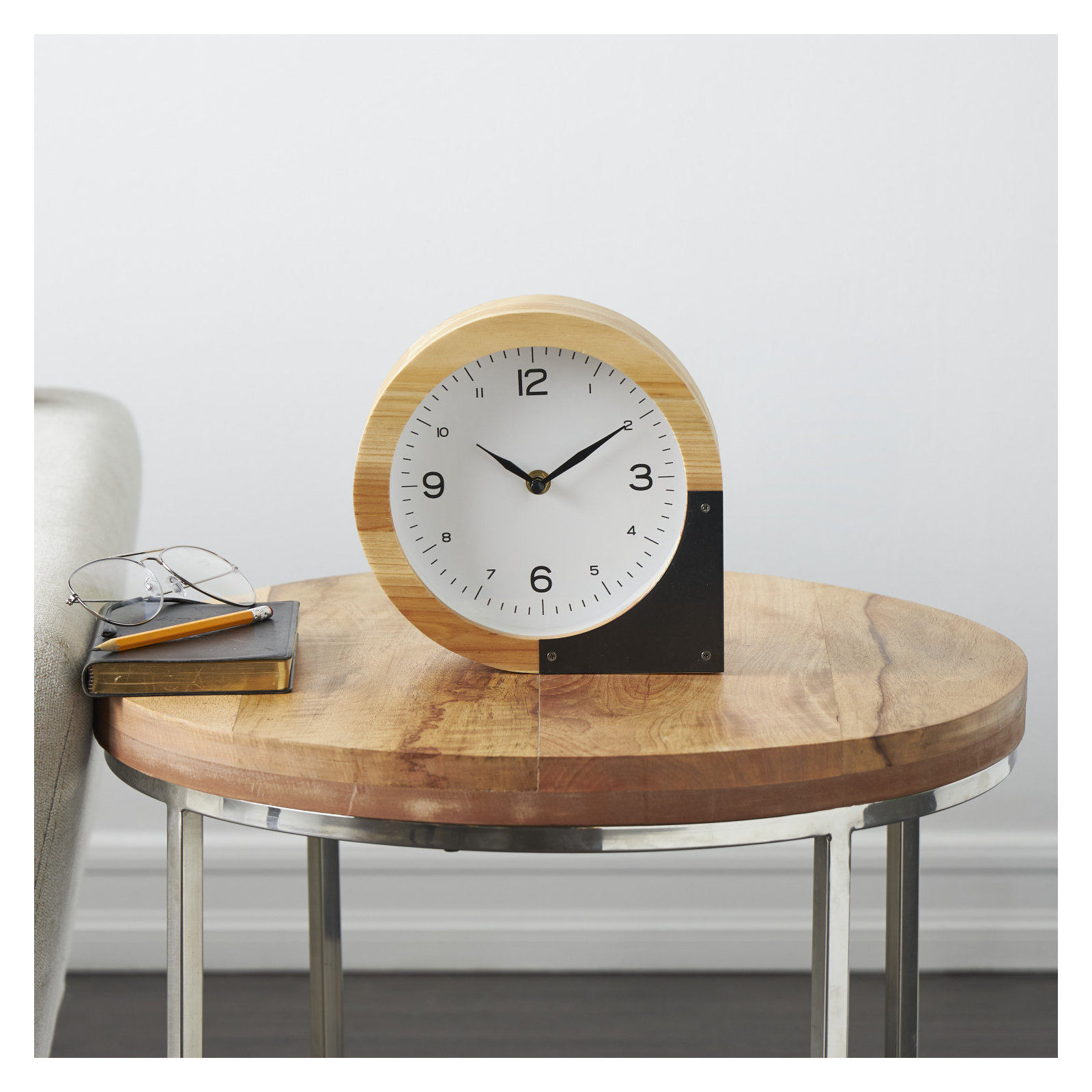 Cole And Grey Wood Round Abstract Clock