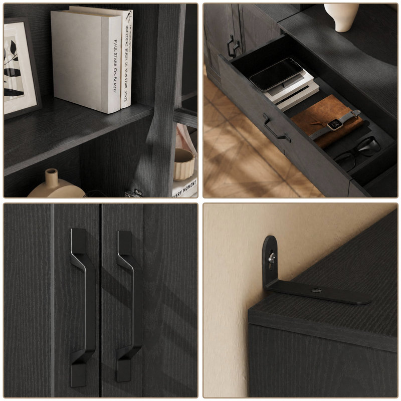 Garde-manger H 71 po x l 23,6 po avec portes en verre, Rectangular Glass Door, Noir