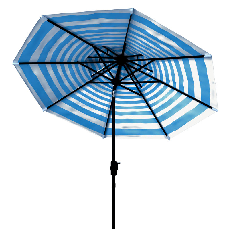 Parasol de marché 9 pi Arnone, Bleu pastel / Blanc