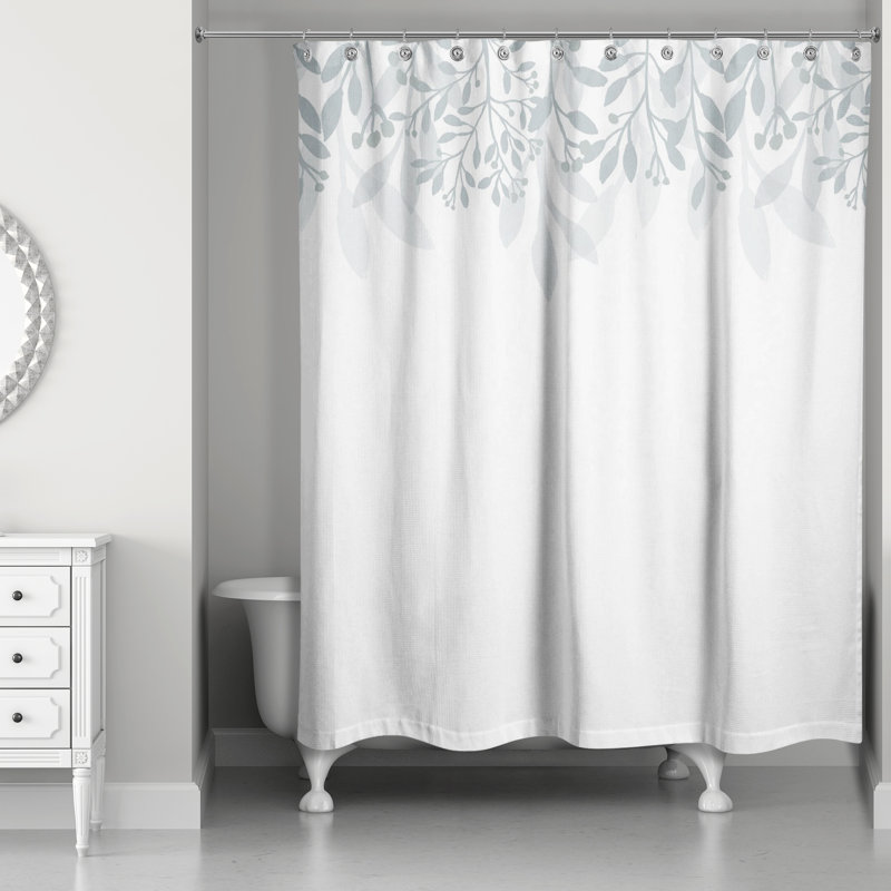 Rideau de douche simple à motif floral, Bleu / blanc