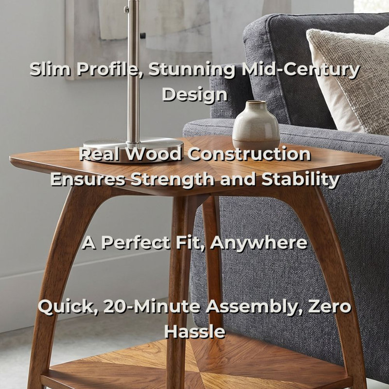 Atreu Square Wood End Table with Storage, Cinnamon