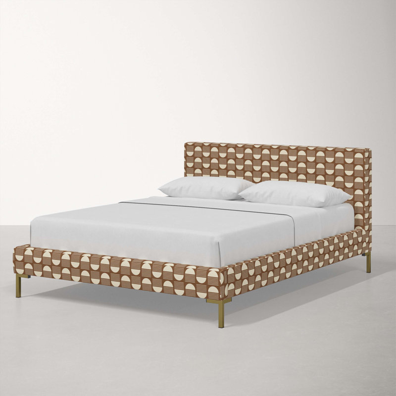 Lit plateforme tapissier, Complète, Gold, Sunrise Camel