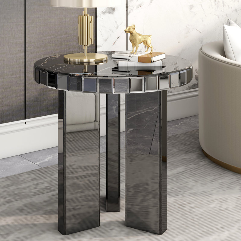 Table de bout ronde en miroir Amla
