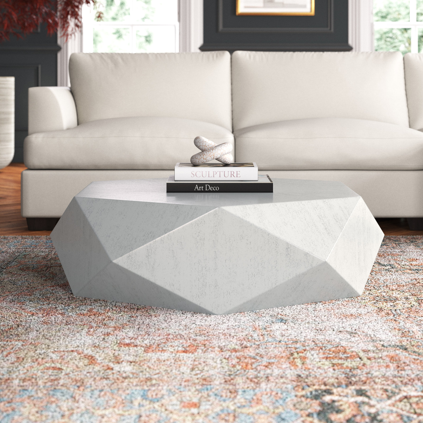 Kane Single Coffee Table, 14" H x 50" L x 50" W, White