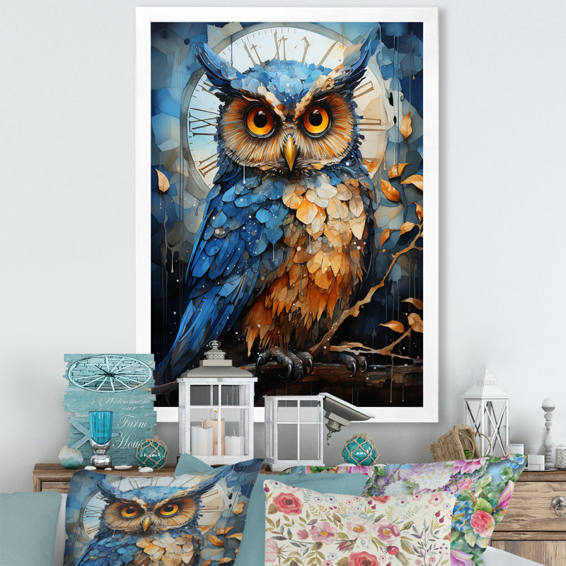 Mysterious Owl Blooms III sur impression sur toile, Cadre blanc, H 40 po x l 30 po x P 1,5 po