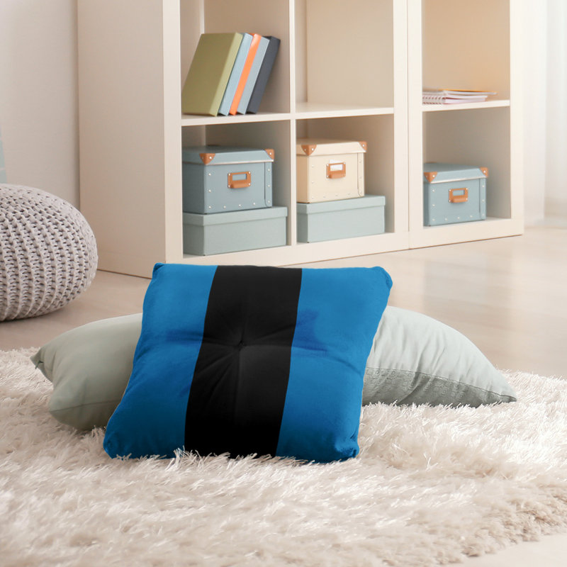  Coussin de sol touffeté, 26 po x 26 po, Bleu / Noir