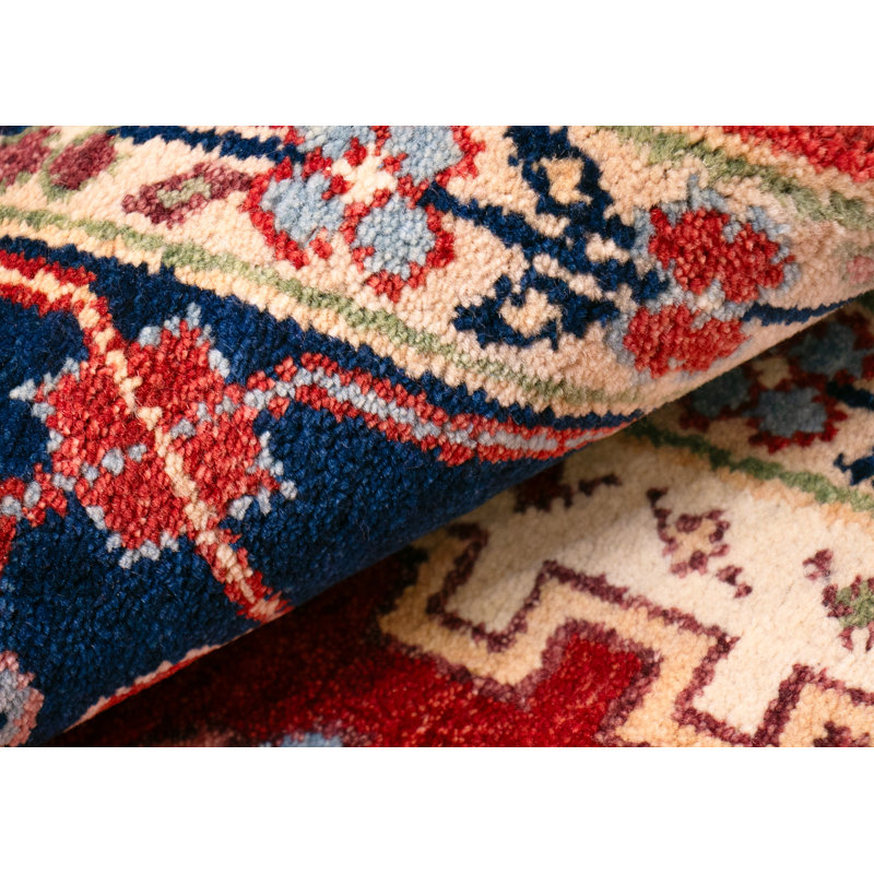 Serapi Hand Knotted Wool Oriental Area Rug, Rectangle 9' x 12', Red/Navy/Cream