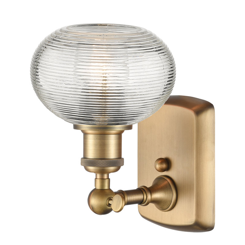 Applique murale 1 lumière Ballston Jerard, Laiton brossé, H 8 po x l 6 po x P 7,13 po