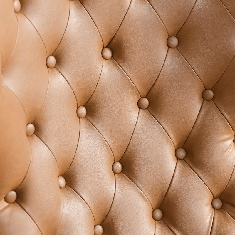 Chaise de salle à manger rembourrée Remerton, Similicuir chameau