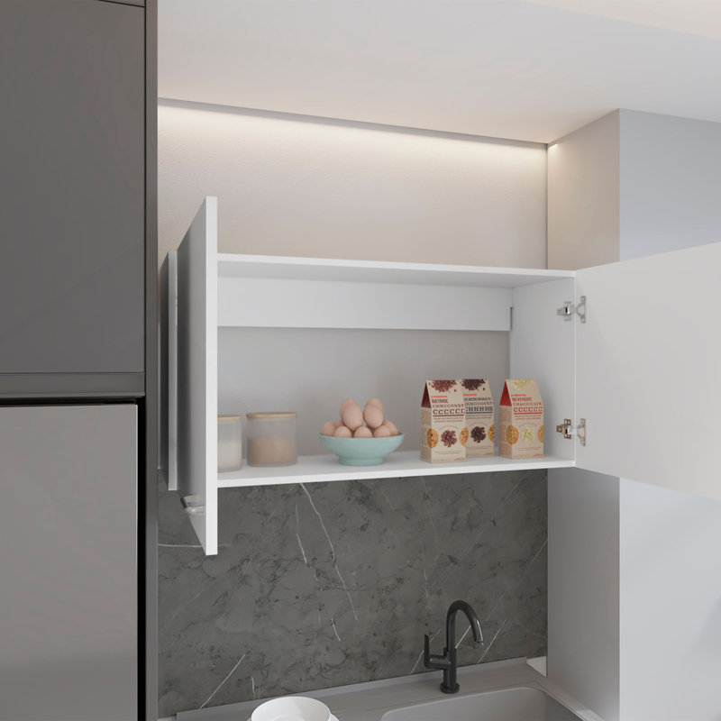 Armoire murale H 19 po, deux portes, deux tablettes internes, blanc