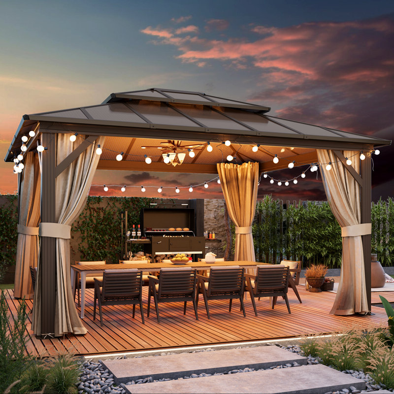 14 pi. L 12 pi. D Pavillon de jardin en aluminium