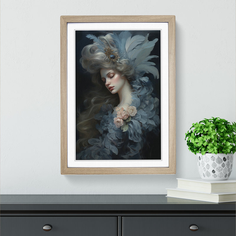 Feather Rococo - Framed Print, Oak, 46cm H x 34cm W x 2cm D