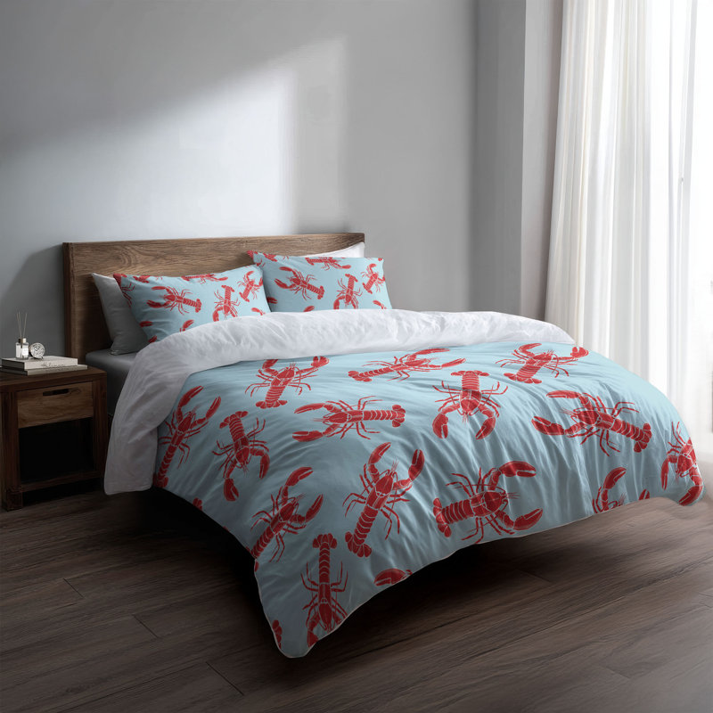 Ensemble d'édredon décoratif homard léger, Édredon très grand + 2 taies décoratives très , Blue