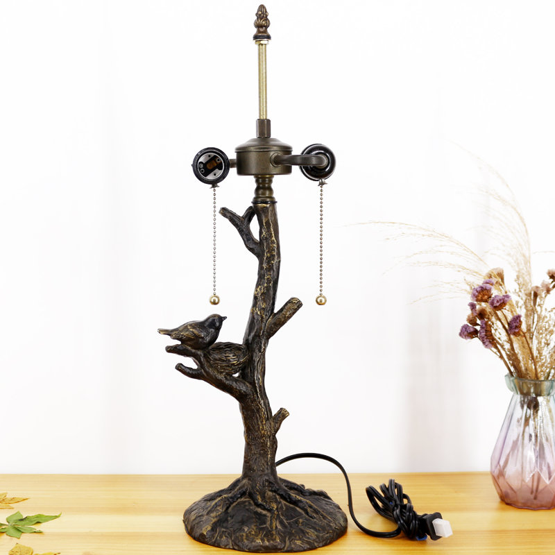 Remplacement de la base de la lampe de table Tiffany seulement, large 7 hauteur 23 pouces, apte à l'abat-jour en verre coloré, finition en résine bronze avec harpe et finale