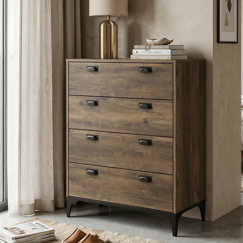 4 - Drawer Chest of Drawers, Knotty Oak