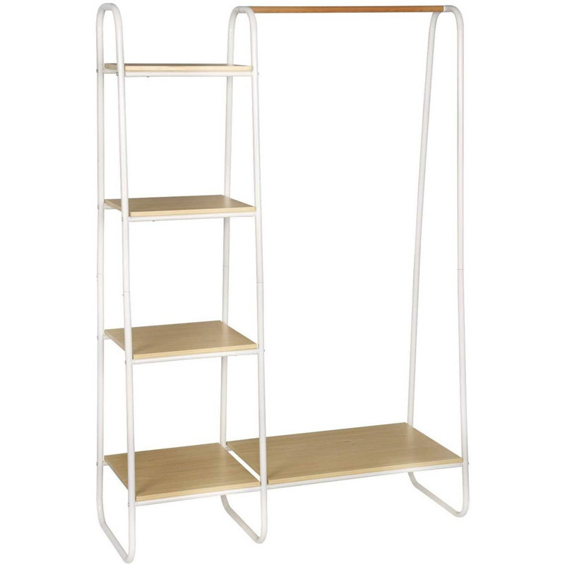 Bouknight 102cm Clothing Rack, White/Light Oak