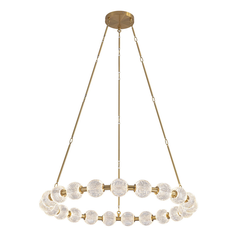 Marni Aluminum/Steel LED Chandelier, Natural Brass, 21
