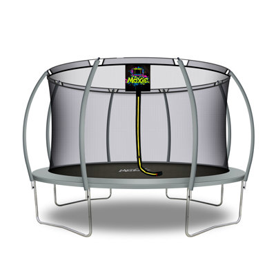 Moxie 14 FT Pumpkin-Shaped Outdoor Trampoline with Enclosure Set and with Safety Net, Mat, Pat