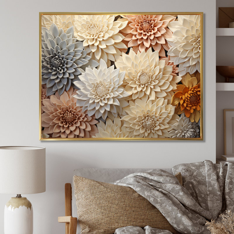 Minimalisme mamans peinture en beige I - mamans, impressions sur toile, H 12 po x l 20 po x P 1 po, Cadre photo argenté