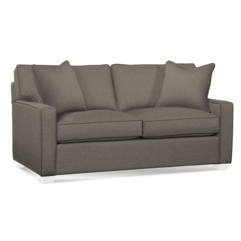 Causeuse-lit Ellora, Blanc givré, Matelas en mousse viscoélastique gélifiée, Jacquard géométrique bleu