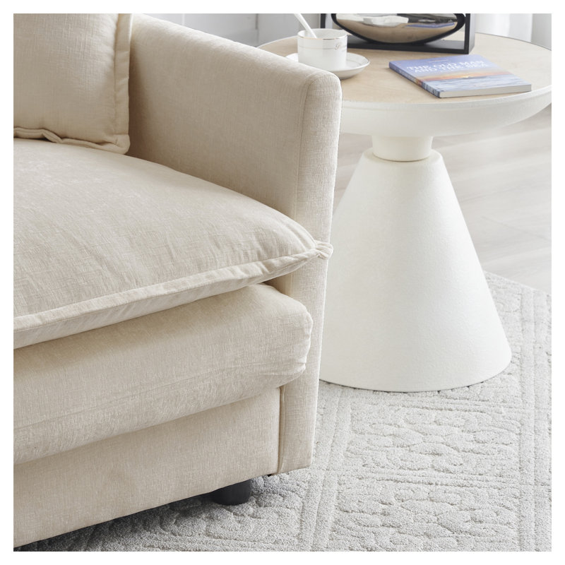 Canapé modulaire en U modulaire réversible de 111,42 po avec 3 repose-pieds en chenille de café clair, Chenille brun clair