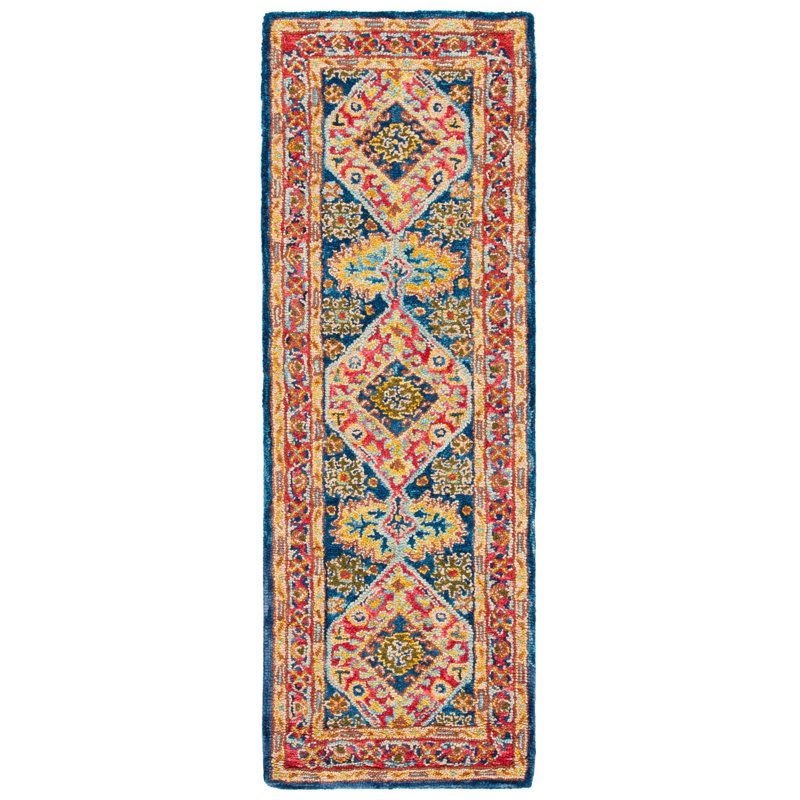 Tapis oriental en laine touffeté à la main Donneta, Tapis de couloir 2 pi 3 po x 8 pi