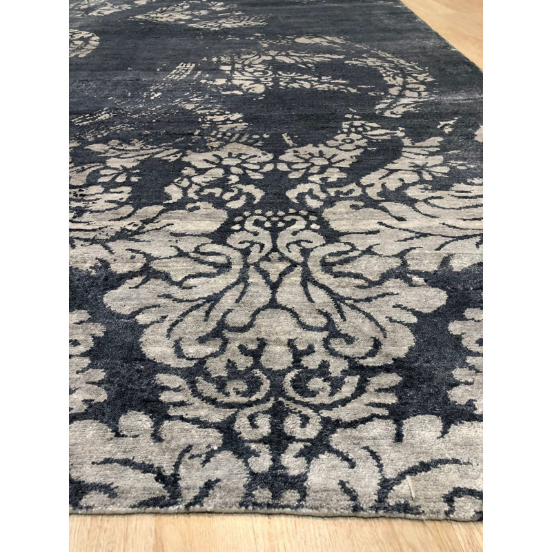 Tapis contemporain en lin noué à la main 8 x 10 po