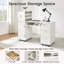 Table de manucure blanche avec prise de courant et USB, 3 tiroirs, 3 armoires, tablettes ouvertes, 8 roulettes, station de clou pour salon et maison-1400140098