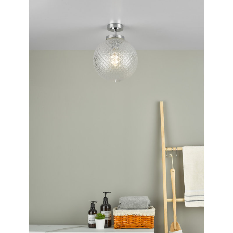 Pradep Glass Flush Mount, Polished Chrome