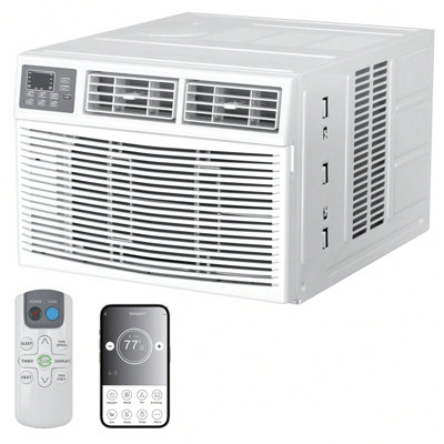  8000 BTU Window Air Conditioner Smart With Heater White
