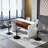 Modern Kitchen Island With Marble-Look Surface, LED Lights & Grille Design For Dining Room, Living Room(Island Only)-847508134