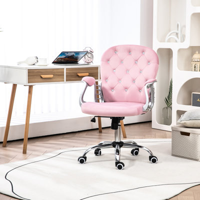 Pink Velvet Home Office Chair, Adjustable Height And , 360 Swivel For Efficient Workflow Chair Office, Covering, Seat A Stylish Look