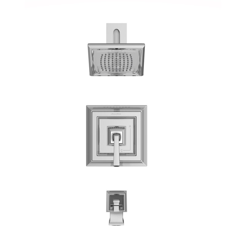 Robinet de baignoire et douche thermostatique avec inverseur town square, Chrome poli