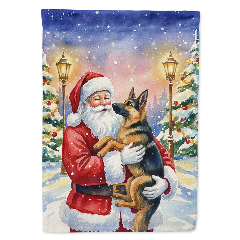 Berger allemand avec le drapeau du jardin du Père Noël, Taille du jardin, Berger allemand