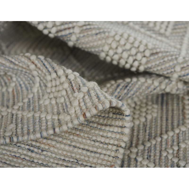 Tapis géométrique beige en coton / laine tissé à la main Alyson, Rectangulaire 8 pi x 10 pi