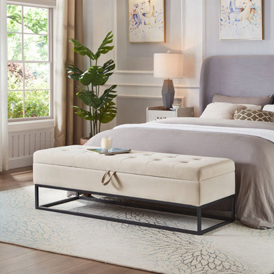58.6"Upholstered Tufted Bed Bench with Storage